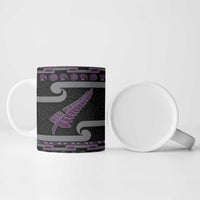 New Zealand Christmas Ceramic Mug Meri Kirihimete Silver Fern Knit Style Purple Color - Polynesian Pride