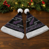 New Zealand Christmas Santa Hat Meri Kirihimete Silver Fern Knit Style Purple Color - Polynesian Pride