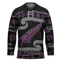 New Zealand Christmas Hockey Jersey Meri Kirihimete Silver Fern Knit Style Purple Color - Polynesian Pride