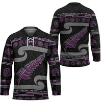 New Zealand Christmas Hockey Jersey Meri Kirihimete Silver Fern Knit Style Purple Color LT03 - Polynesian Pride