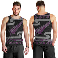 New Zealand Christmas Men Tank Top Meri Kirihimete Silver Fern Knit Style Purple Color - Polynesian Pride