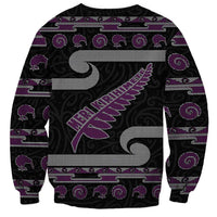 New Zealand Christmas Sweatshirt Meri Kirihimete Silver Fern Knit Style Purple Color - Polynesian Pride