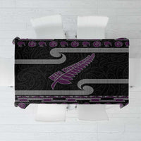 New Zealand Christmas Tablecloth Meri Kirihimete Silver Fern Knit Style Purple Color - Polynesian Pride