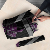 New Zealand Christmas Umbrella Meri Kirihimete Silver Fern Knit Style Purple Color - Polynesian Pride