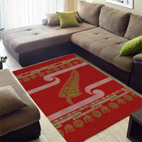 New Zealand Christmas Area Rug Meri Kirihimete Silver Fern Knit Style Green Color - Polynesian Pride