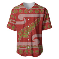 New Zealand Christmas Baseball Jersey Meri Kirihimete Silver Fern Knit Style Green Color - Polynesian Pride