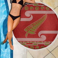 New Zealand Christmas Beach Blanket Meri Kirihimete Silver Fern Knit Style Green Color - Polynesian Pride