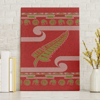 New Zealand Christmas Canvas Wall Art Meri Kirihimete Silver Fern Knit Style Green Color - Polynesian Pride