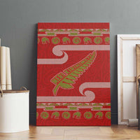 New Zealand Christmas Canvas Wall Art Meri Kirihimete Silver Fern Knit Style Green Color - Polynesian Pride