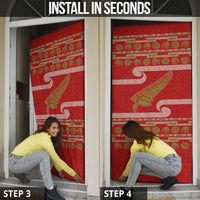 New Zealand Christmas Door Cover Meri Kirihimete Silver Fern Knit Style Green Color - Polynesian Pride