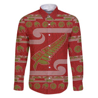 New Zealand Christmas Family Matching Off Shoulder Short Dress and Hawaiian Shirt Meri Kirihimete Silver Fern Knit Style Green Color - Polynesian Pride