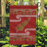 New Zealand Christmas Garden Flag Meri Kirihimete Silver Fern Knit Style Green Color - Polynesian Pride
