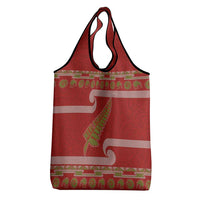 New Zealand Christmas Grocery Bag Meri Kirihimete Silver Fern Knit Style Green Color - Polynesian Pride