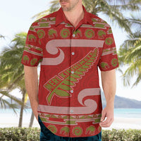 New Zealand Christmas Hawaiian Shirt Meri Kirihimete Silver Fern Knit Style Green Color - Polynesian Pride