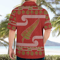 New Zealand Christmas Hawaiian Shirt Meri Kirihimete Silver Fern Knit Style Green Color - Polynesian Pride