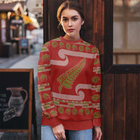 New Zealand Christmas Ugly Christmas Sweater Meri Kirihimete Silver Fern Knit Style Green Color - Polynesian Pride