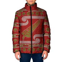 New Zealand Christmas Padded Jacket Meri Kirihimete Silver Fern Knit Style Green Color - Polynesian Pride
