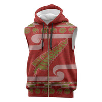 New Zealand Christmas Sleeveless Zip Hoodie Meri Kirihimete Silver Fern Knit Style Green Color - Polynesian Pride