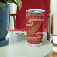 New Zealand Christmas Tumbler Cup Meri Kirihimete Silver Fern Knit Style Green Color - Polynesian Pride
