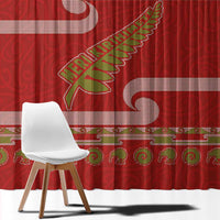 New Zealand Christmas Window Curtain Meri Kirihimete Silver Fern Knit Style Green Color - Polynesian Pride