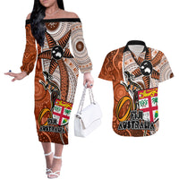 personalised-fiji-australia-rugby-couples-matching-off-the-shoulder-long-sleeve-dress-and-hawaiian-shirt-kangaroo-and-palm-tree-orange-tapa-pattern-mix-aboriginal