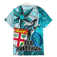 fiji-australia-rugby-family-matching-mermaid-dress-and-hawaiian-shirt-kangaroo-and-palm-tree-blue-tapa-pattern-mix-aboriginal