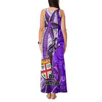 Fiji Australia Rugby Tank Maxi Dress Kangaroo and Palm Tree Purple Tapa Pattern Mix Aboriginal LT03 - Polynesian Pride