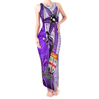 Personalised Fiji Australia Rugby Tank Maxi Dress Kangaroo and Palm Tree Purple Tapa Pattern Mix Aboriginal LT03 Women Purple - Polynesian Pride