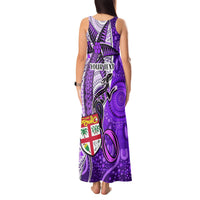 Personalised Fiji Australia Rugby Tank Maxi Dress Kangaroo and Palm Tree Purple Tapa Pattern Mix Aboriginal LT03 - Polynesian Pride