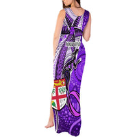 Personalised Fiji Australia Rugby Tank Maxi Dress Kangaroo and Palm Tree Purple Tapa Pattern Mix Aboriginal LT03 - Polynesian Pride