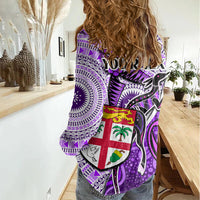 personalised-fiji-australia-rugby-women-casual-shirt-kangaroo-and-palm-tree-purple-tapa-pattern-mix-aboriginal