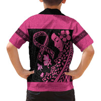 Breast Cancer Awareness Family Matching Tank Maxi Dress and Hawaiian Shirt Think Pink Polynesian Ribbon and Butterfly