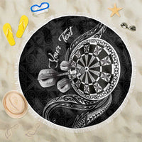 Personalised Niue Darts Masters Beach Blanket Tribal Hiapo Dartboard LT03 One Size 150cm Black - Polynesian Pride