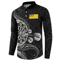 Personalised Niue Darts Masters Button Sweatshirt Tribal Hiapo Dartboard LT03 - Polynesian Pride