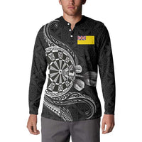 Personalised Niue Darts Masters Button Sweatshirt Tribal Hiapo Dartboard LT03 - Polynesian Pride