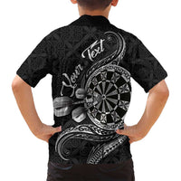 Personalised Niue Darts Masters Family Matching Long Sleeve Bodycon Dress and Hawaiian Shirt Tribal Hiapo Dartboard - Polynesian Pride