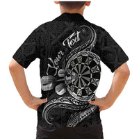 Personalised Niue Darts Masters Family Matching Mermaid Dress and Hawaiian Shirt Tribal Hiapo Dartboard - Polynesian Pride