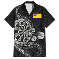 Personalised Niue Darts Masters Family Matching Off Shoulder Maxi Dress and Hawaiian Shirt Tribal Hiapo Dartboard - Polynesian Pride