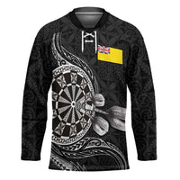 Personalised Niue Darts Masters Hockey Jersey Tribal Hiapo Dartboard LT03 Unisex Black - Polynesian Pride