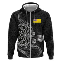 Personalised Niue Darts Masters Hoodie Tribal Hiapo Dartboard - Polynesian Pride