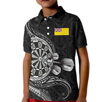 Personalised Niue Darts Masters Kid Polo Shirt Tribal Hiapo Dartboard - Polynesian Pride