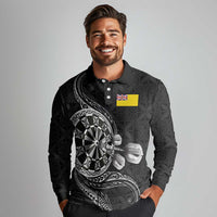 Personalised Niue Darts Masters Long Sleeve Polo Shirt Tribal Hiapo Dartboard LT03 - Polynesian Pride