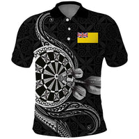Personalised Niue Darts Masters Polo Shirt Tribal Hiapo Dartboard - Polynesian Pride