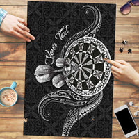 Personalised Niue Darts Masters Puzzle Tribal Hiapo Dartboard LT03 Black - Polynesian Pride