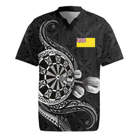 Personalised Niue Darts Masters Rugby Jersey Tribal Hiapo Dartboard LT03 Black - Polynesian Pride