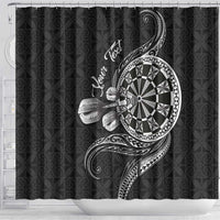 Personalised Niue Darts Masters Shower Curtain Tribal Hiapo Dartboard - Polynesian Pride