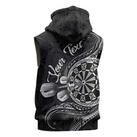 Personalised Niue Darts Masters Sleeveless Zip Hoodie Tribal Hiapo Dartboard LT03 - Polynesian Pride