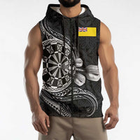 Personalised Niue Darts Masters Sleeveless Zip Hoodie Tribal Hiapo Dartboard LT03 - Polynesian Pride