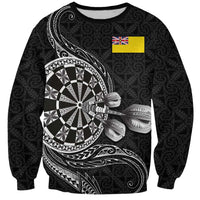 Personalised Niue Darts Masters Sweatshirt Tribal Hiapo Dartboard LT03 Unisex Black - Polynesian Pride