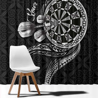 Personalised Niue Darts Masters Window Curtain Tribal Hiapo Dartboard - Polynesian Pride